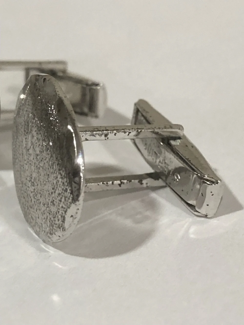 Sterling Silver Oval Textured Cuff Links Sterling T2 Vintage 10 Grams - Picture 10 of 14